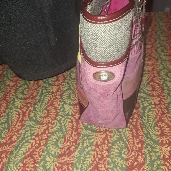 NWOT COAH Y2K Patchwork Tote Purse with Leather Straps - Picture 3 of 13